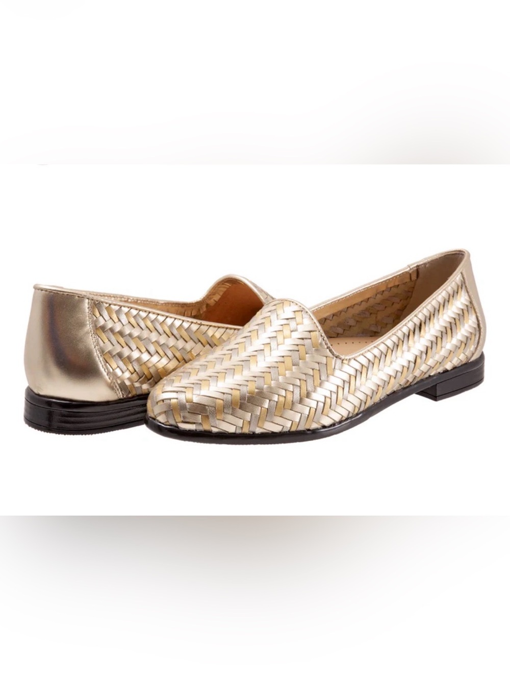 Trotters Metallic Woven Slip-On Loafers in Gold and Silver